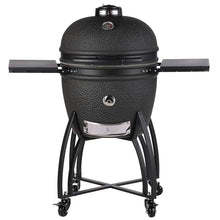 Saffire Carbon Kamado – XL Ceramic Grill and Smoker, 23" Charcoal Grill with Crucible Firebox, Smokin’ Chip Feeder, Two-Piece Heat Deflector, Multi-Grids, Ash Tool – Matte Black