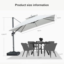 OROTLECT 10' Heavy Duty Outdoor Large Double Top Offset Square Parasol, Material, Premium Fabric, With Base,White