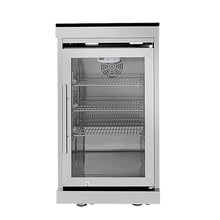 Outdoor Kitchen Island Refrigerator Cabinet with Granite Countertop,Single Door Beverage Cooler,Glass Undercounter Fridge,Adjustable Shelves,Locking Casters,Quiet Compressor,Patio Bar Storage (Silver)