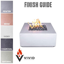 36" Premium “Terra 1" Square Concrete Fire Bowl - Heavy Cement Natural Gas Fire Pit - Modern Outdoor Fire Table with Key Valve GFRC (36” L x 36” W x 16” H) (Beige)