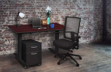 Regency Esteem Single Pedestal Height Adjustable Desk 42" Mahogany/Black