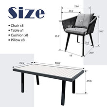 Home Care Wholesale 9 Pieces Patio Dining Set for 8 All Weather Outdoor Furniture Darker Grey Cushion