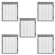 Fencer Wire Heavy Duty Flat Top X-Pattern Decorative Fence Gate, 5FT Height x 4FT Width Outdoor Fence Gate, Outdoor Anti-Rust Metal Steel Gate for Fencing Garden Barrier, with Gate Lock, Pack of 5