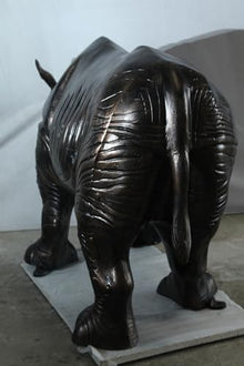 NIFAO Rhinoceros Aluminum Statue, Large Wildlife, 60" L x 17" W x 35" H