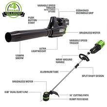 Greenworks 80V 16 in String Trimmer & 500 CFM Blower Combo, 2.0 Ah Battery