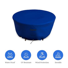 Covers & all Outdoor Round Fire Pit Cover, Heavy Duty 18 Oz Waterproof UV & Weather Resistant for Patio Lawn Garden Backyard Outside, Air Vents & Drawstrings (80"Diameter x 24"H, Blue)