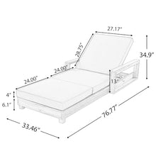 Merax Wood Chaise Lounge with 4 Triple-Fold Cushion, Dark Gray