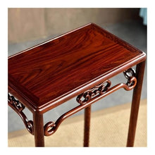 WOAITIANTIAN Vase Stand Rectangle Redwood Bonsai Display Base, Chinese Stye Openwork Carving Plant Stand