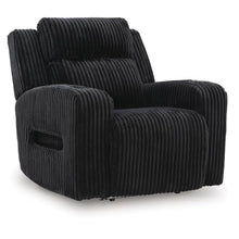 Rumy Power Recliner Chair with Blue LED, Cup-Holder, Black Corded Polyester