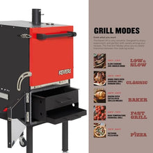 Keveri Multi-Purpose Charcoal Oven Outdoor Grill Red Medium Rare