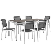 Modway Shore 7-Piece Aluminum Outdoor Patio Dining Table Set Silver Black