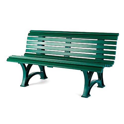 Plow & Hearth Weatherproof German PVC Outdoor Bench | 3-Seat | Holds Up to 500 lbs | Garden Patio Porch Park Deck | Steel and Resin (Green)