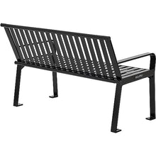 Global Industrial 4 ft. Outdoor Park Bench with Back, Vertical Steel Slat Black