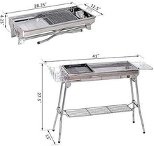 BBQ Grill Outdoor Portable BBQ Charcoal Grill, Smoker Barbecue Folded Stainless Steel Grills for Outdoor Cooking Camping Hiking Picnics