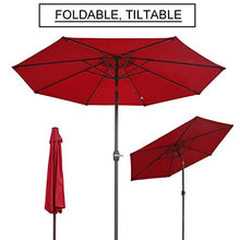 UWYTGF Garden Umbrella Parasol Heavy Duty Outdoor Sun Umbrella,Round Umbrellas Sunscreen with Tilt Function,for Patio,Lawn,Pool,Garde,Wine Red,2.7M