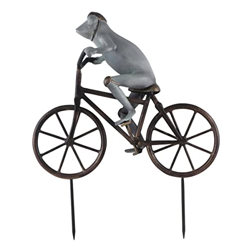 SPI Home Frog on Bicycle Aluminum Garden Sculpture Outdoor Décor