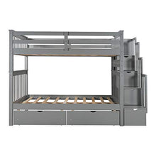 Harper & Bright Designs Full Over Full Bunk Bed with Storage Drawers and Stairway Grey