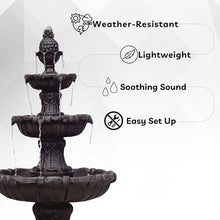 XBrand 58.3" 3-Tier Outdoor Freestanding Water Fountain - Classic Leaf Design, Brown Resin, Large Bird Bath with Pump - Ideal for Yard, Lawn and Garden, Porch Décor