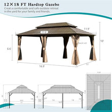 LOPOO Hardtop Gazebo Aluminum with Double Roof Brown