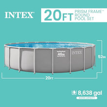 INTEX Prism Frame 20ft x 52in Round Above Ground Swimming Pool Set Bundle