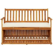 KUTYWEXFM 47.2" Outdoor Storage Bench Solid Acacia Wood Patio Deck Seating