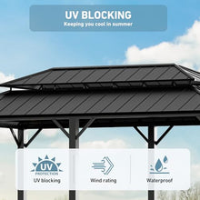 Big Leaf 12'x24' Hardtop Gazebo Permanent Metal Structure with 4 Solar LED Lights, Outdoor Gazebo with Double Galvanized Steel Roof, Mosquito Netting for Patio & Backyard, Black