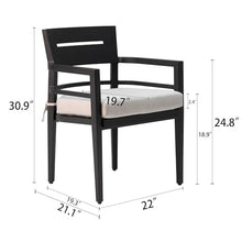 Outdoor Patio K/D Aluminum Stationary Chairs 4PCS with Outdoor-Grade Fabric Cushions, Tapered Feet, Black
