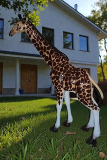 Nifao Life Size Aluminum Giraffe Statue, Safari Animal, 65"L x 16"W x 83"H