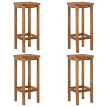HKQWPBF Solid Acacia Wood Patio Bar Table and Stools Set, Outdoor Garden Bar Set with 2 Shelves and Footrests, Wooden Bistro Table for Patio Terrace