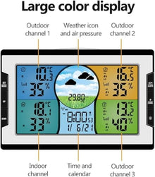 Weather Station, Digital Clock Temperature & Humidity Indicator with Warning Alarm Meteorological Station Weather Forecast Clock, for Home Garden