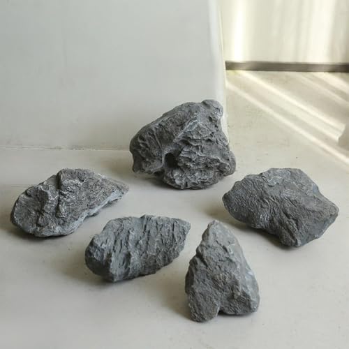 5 Pcs FRP Landscape Rocks, Realistic Texture, Lightweight Fake Rocks