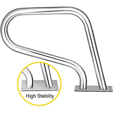 MSHOSAC Swimming Pool Handrail 32"x22.5" Pool Railing for Inground Pool Entry 304 Stainless Steel Spa Handrail Rustproof Pool Rail with Quick Mount Base