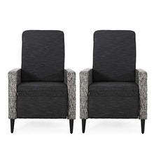 Christopher Knight Home Murdock Outdoor Recliner with Cushion Wicker Mixed Black/Dark Gray Set of 2