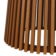 Modway Lane 55 Inch Teak Wood Outdoor Round Dining Table for 6 in Natural – Slatted Patio Table with Umbrella Hole and Pedestal Base for Patio, Balcony, Deck, Backyard, Terrace Or Sunroom