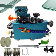 850W Electric Small Glass Edging Machine, Portable Small Glass Edger, Speed 8000r/Min, Variable Speed, Grinding Speed: 1-3 M/Min, With 8 Diamond Wheels & 2 Polishing Wheels for Stone Tile Blue