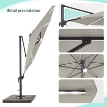 OROTLECT 11 Ft LED Cantilever Outdoor Umbrella With a Base Stand, Patio Offset Aluminum Frame Market Umbrella