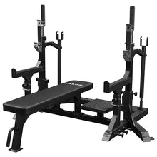Valor Fitness Olympic Weight Bench with Squat Rack Combo - 6 Gauge Steel - USPA Certified - Adjustable Squat Stands - Black
