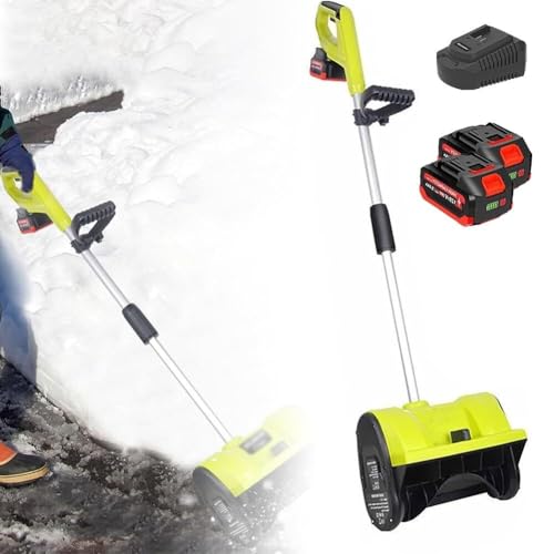 ZIJINGM 1200W Electric Snow Blower, 36×16cm Snow Removal Tool, Rechargeable Shovel Snow Thrower with 4.0Ah Li-ion Battery & Charger(TwoBatteries)