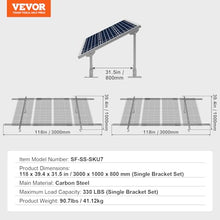 VEVOR 2-Set Solar Panel Mounting Brackets, 30°-60° Adjustable Multi-Piece Brackets for 4-8pcs Panels, Carbon Steel Ground Mount Stand for Farms, RVs, Boats, Off-Grid