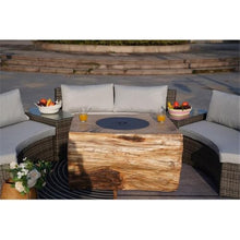 Direct Wicker 6-Pieces Gray Aluminum Halfmoon Sectional Seating with Rectangle Grain Firepit