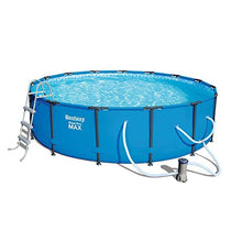 Bestway 56687E Steel Pro Max 15ft x 42in Outdoor Round Frame Above Ground Swimming Pool Set with 1000 GPH Filter Pump, & Ladder, Blue w/ Cleaning Kit