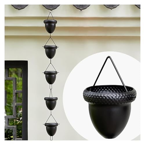 XHsghSEG rain Chain, Acorn Downspout Drainage Black Aluminum Alloy Multiple Sizes(2.6 m (8.5ft))