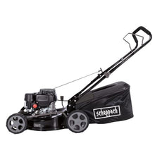 Scheppach Petrol Mower MP135-42B Black Edition | 42 cm Cutting | 3 HP | Steel Housing | Height Adjustable to 7 Levels (25 - 75 mm) | 55 Litre Basket