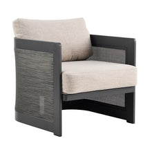 Christopher Knight Home Arden Aluminum Outdoor Club Chairs Set of 2, Modern Patio Accent Chairs with Mesh Panels and Removable Cushions, Ergonomic Armchair for Garden/Poolside/Balcony, Beige + Black