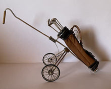 Sacchetti Sterling Silver Miniature Golf Cart with Leather Golf Bag