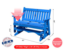 Amish Craftsmanship Made in USA 3-Person 5FT Plastic Poly Lumber Wood Glider Premium Colors HDPE with No wood fibers Memorial Patio Porch Glider Mission Series English design 1000 lbs Limit