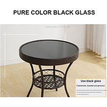 JIQHOHX Rattan Bistro Set - Outdoor All-Weather Furniture,3 Pieces Patio Balcony Bistro Set,Metal Frame Woven Seat,Glass Top Side Table,Patio Furnit