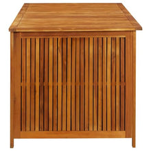DXKDUSOKJ Solid Acacia Wood Patio Storage Box 59.1"x31.5"x29.5" with Waterproof Zippered Bag, Gas-Lift Lid, Bench and Side Table for Garden Cushions, Toys, Tools