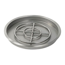 American Fireglass SS-RSPKIT-N-25 Natural Gas 25" Round Stainless Steel Drop-in Fire Pit Pan with Spark Ignition Kit (18" Ring Burner)