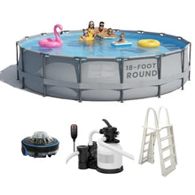 Heavy Duty Frame Above Ground Swimming Pool, CaliFun 18' Round 52" Tall – Rugged 30 mil Liner, Powder‑Coated HD Steel Frame, Easy Setup, Includes Pump, Sand Filter, Skimmer and Pool Cleaner